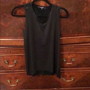 Black alligator leather front detail tank top